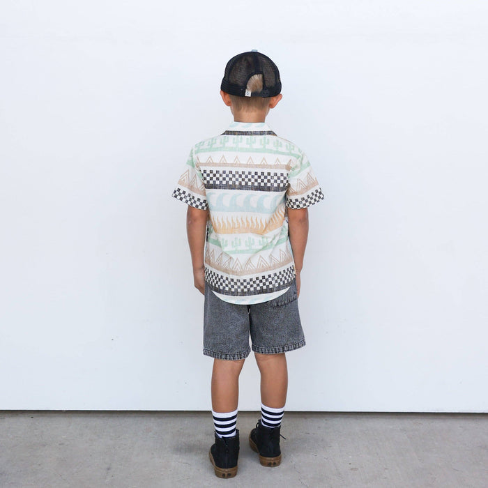 Tiny Whales Button Up Shirt - Surf & Turf