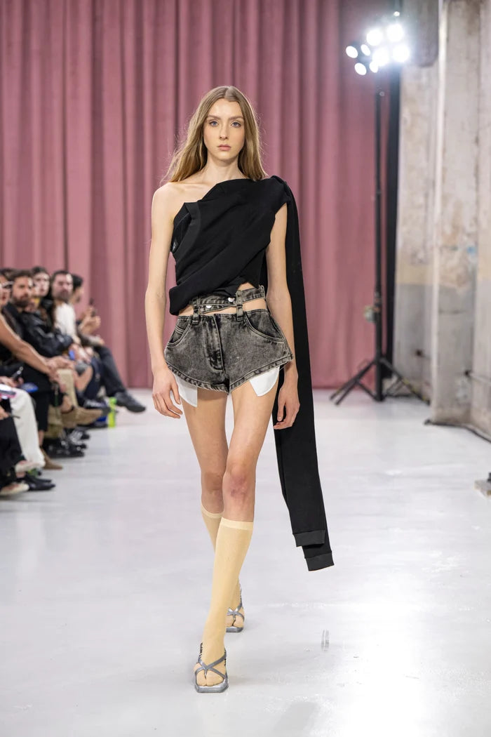 MANCANDY Trans Wrap Sweatshirt with extended wrap-around sleeves and transformable oversized silhouette.