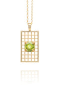 Trellis Solitaire Pendant Necklace - Peridot Yellow Gold