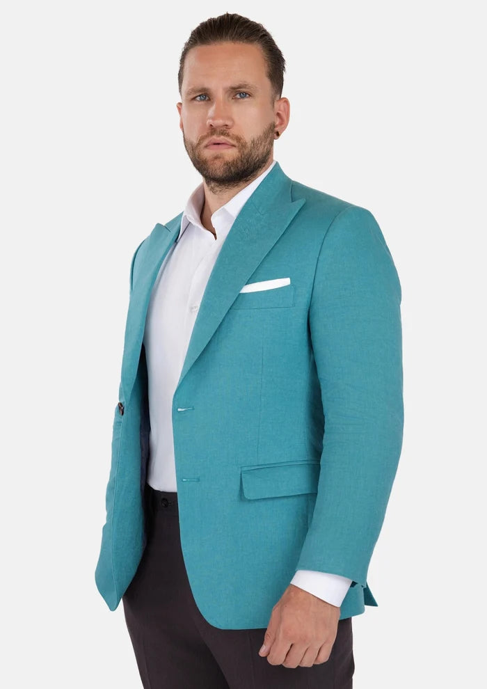 Hudson Turkish Blue Linen Jacket - SARTORO