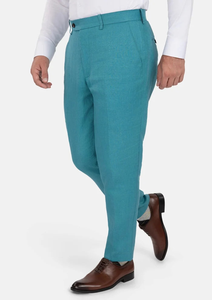 Turkish Blue Linen Pants - SARTORO