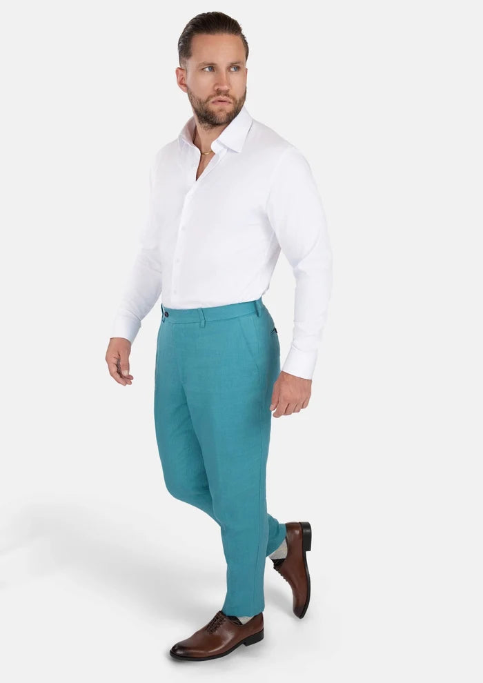 Turkish Blue Linen Pants - SARTORO