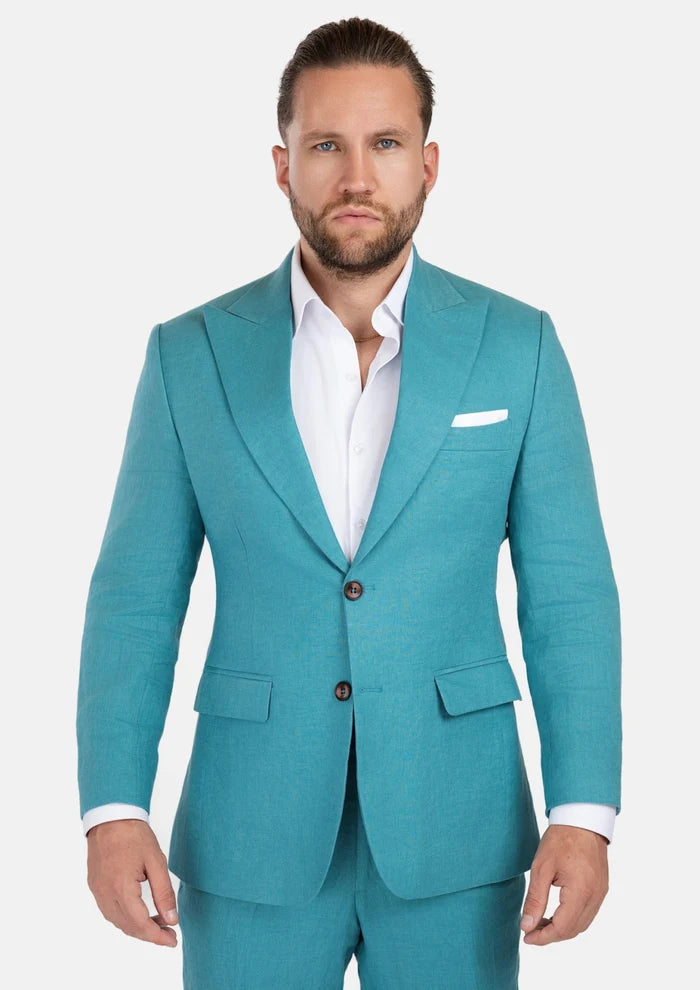 Hudson Turkish Blue Linen Suit - SARTORO