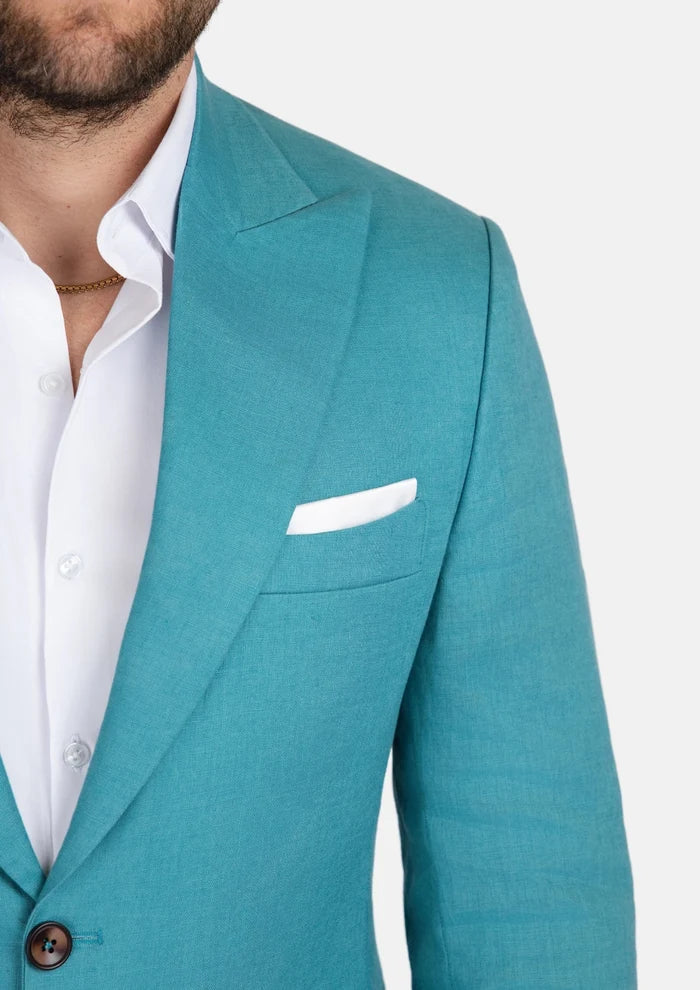 Hudson Turkish Blue Linen Suit - SARTORO