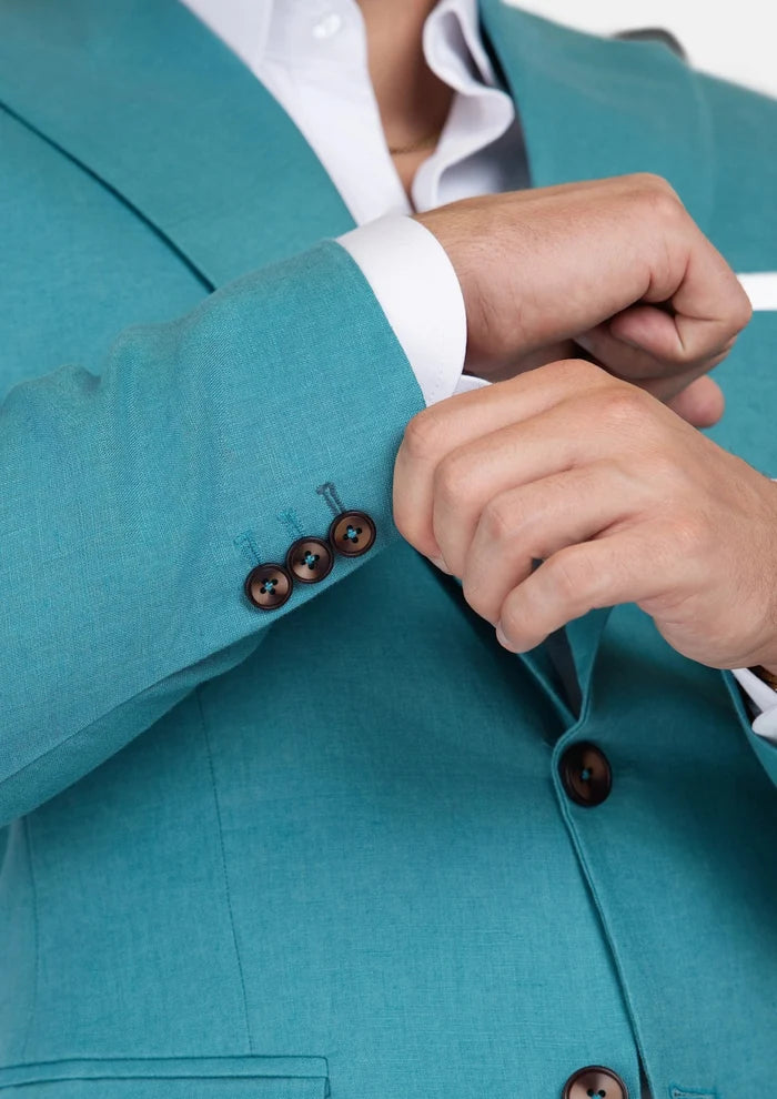 Hudson Turkish Blue Linen Suit - SARTORO