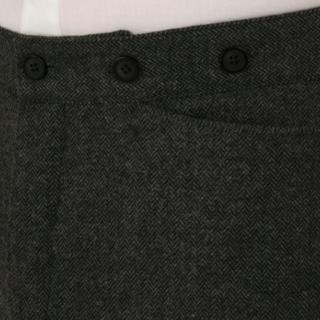Mens Trousers - Gray Herringbone Tweed