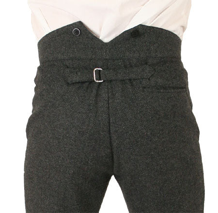 Mens Trousers - Gray Herringbone Tweed