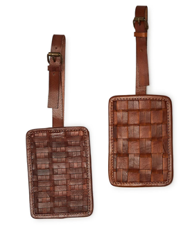 Two's Company Leather Luggage Tag