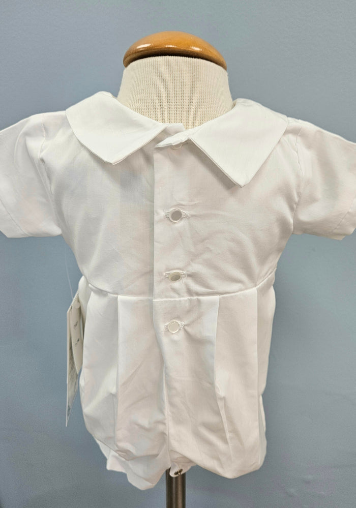 Back of baby outfit with button fastening.