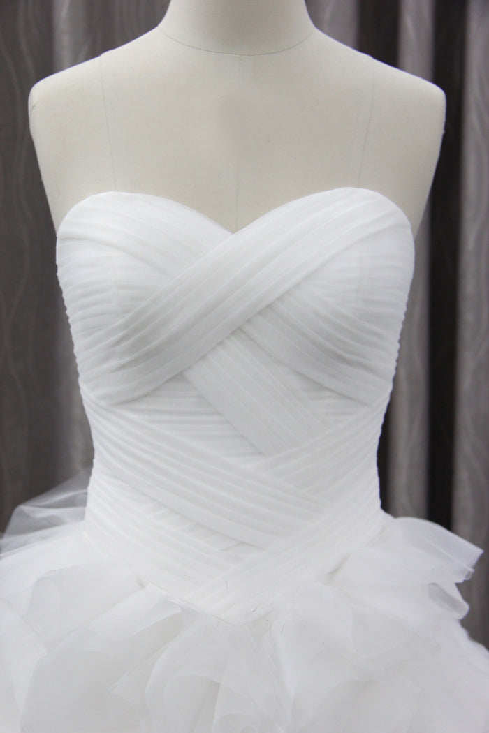 Unique Bubble Organza Sweetheart Strapless Ball Gown Wedding Party Dresses, WD0013