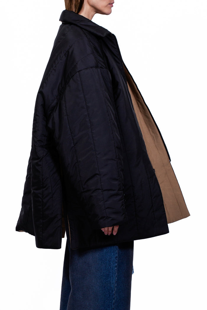 MANCANDY Utility Quilted Coat in blue