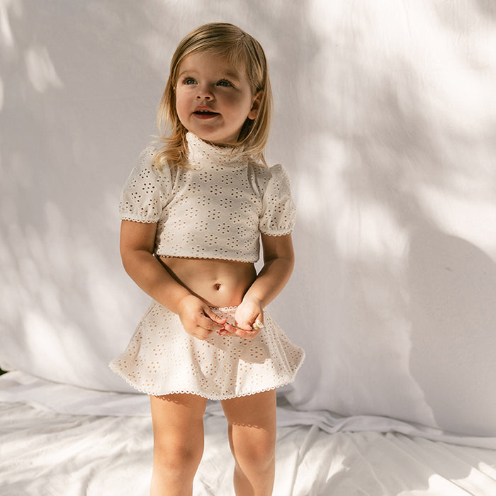 Petit Playa Valentina Bikini Top in Gardenia print, sun-safe UPF50+ swimwear for babies and girls — image 3