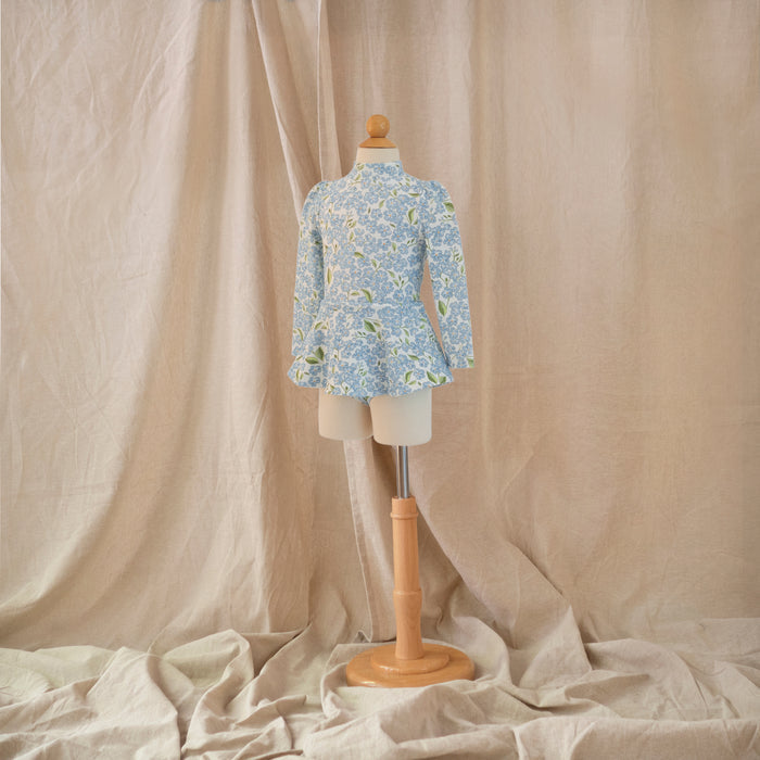 Petit Playa Valentina Long Sleeve Swim Dress in Hydrangea print, sun-safe UPF50+ swimwear for babies and girls — image 4