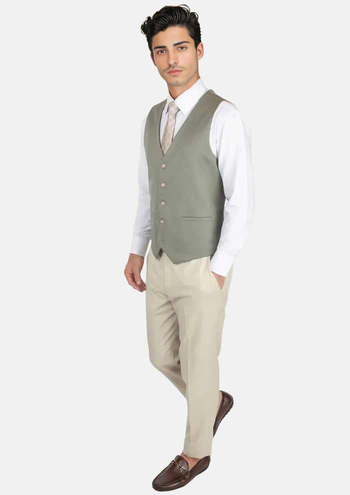 Verona Sage Twill Vest - SARTORO