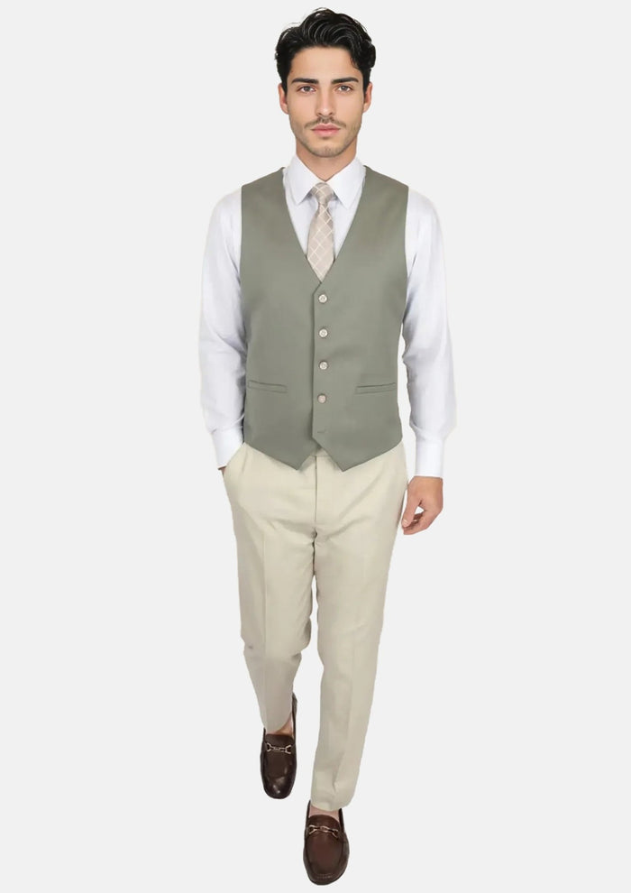 Verona Sage Twill Vest - SARTORO