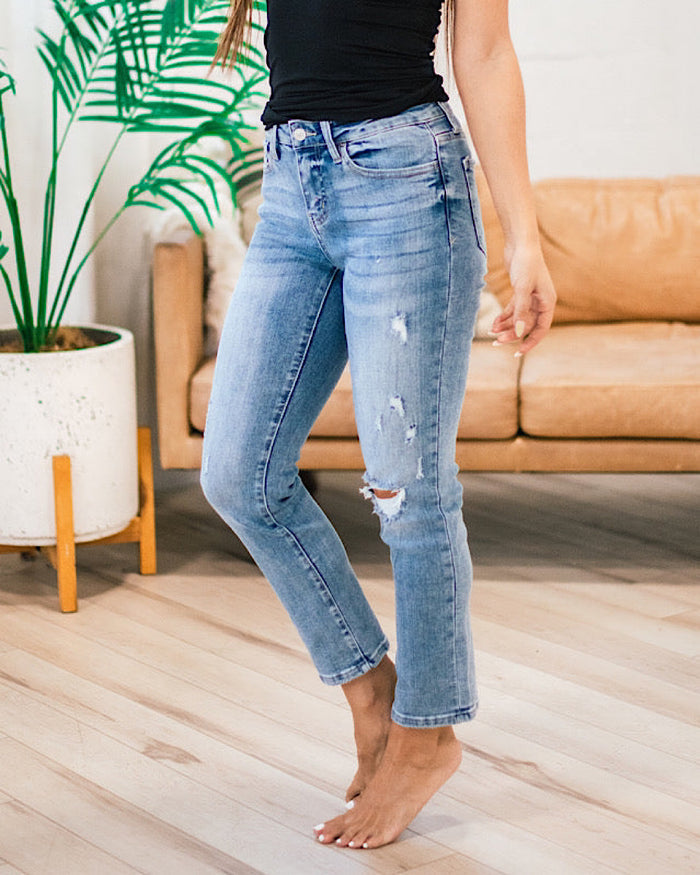 Vervet Ramsey Distressed Straight Jeans  Vervet