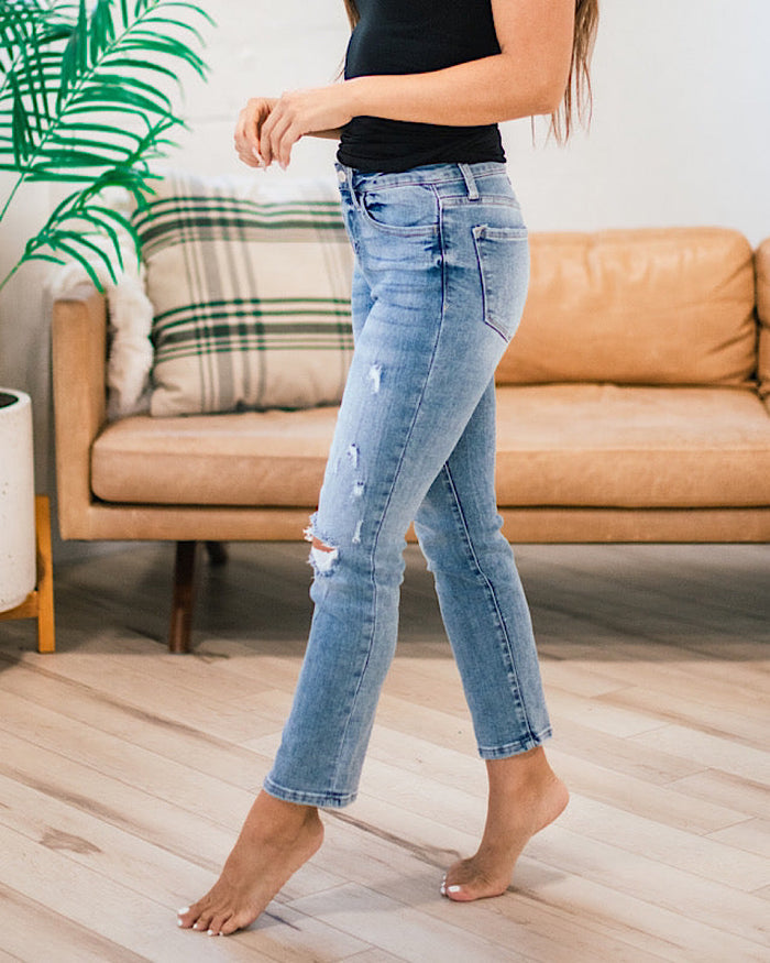 Vervet Ramsey Distressed Straight Jeans  Vervet