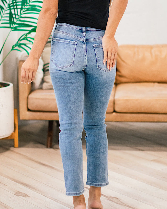 Vervet Ramsey Distressed Straight Jeans  Vervet