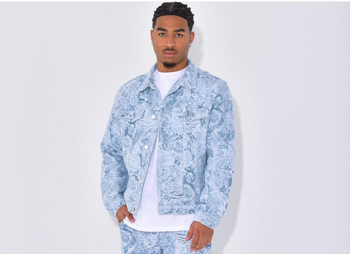 Veste en Jean Effilé Bleu Ciel