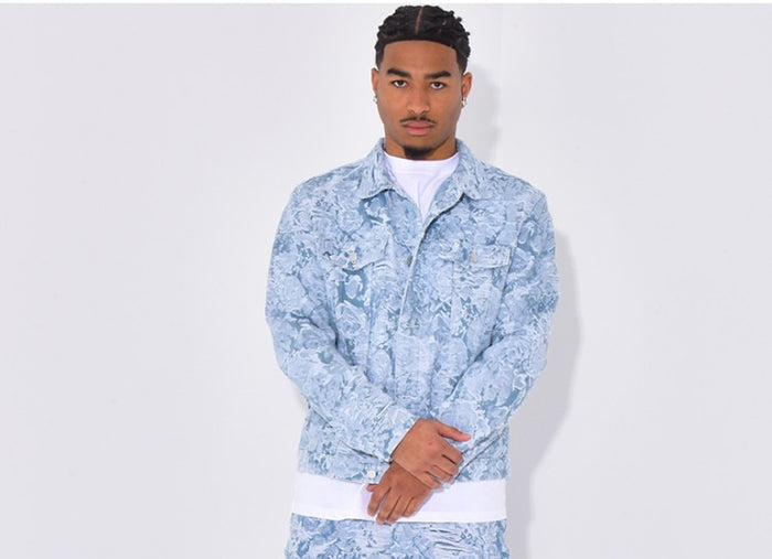 Veste en Jean Effilé Bleu Ciel