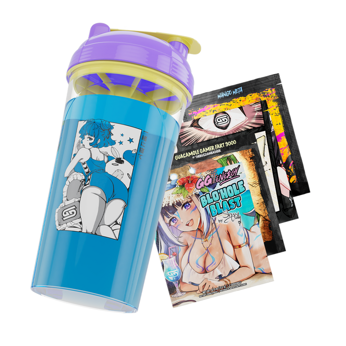 Waifu Cups Season 5.1 Pillow Talk Shaker Tilted over 4 Free Sample Packs