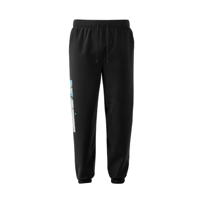 Black sweatpants with elastic cuffs, side pockets, and a drawstring waistband in 3XL size.