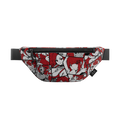 Waifu gamer bag with black strap featuring red-haired anime characters in black, white, and red comic-style panels.