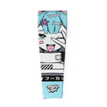 Blue-haired anime girl winking with tongue out, pink star hairclip, and "Waifu Cups" text on light blue gaming sleeve.