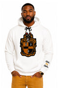 White Alpha Shield Chenille Hoodie