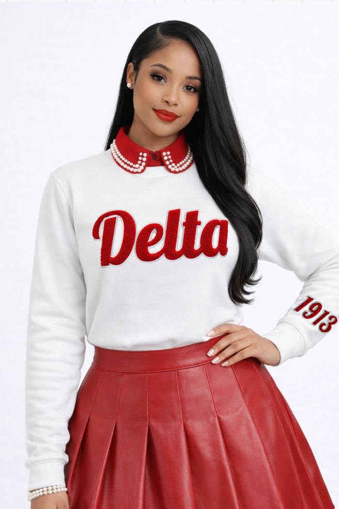 White Delta 1913 Sleeve Sweatshirt