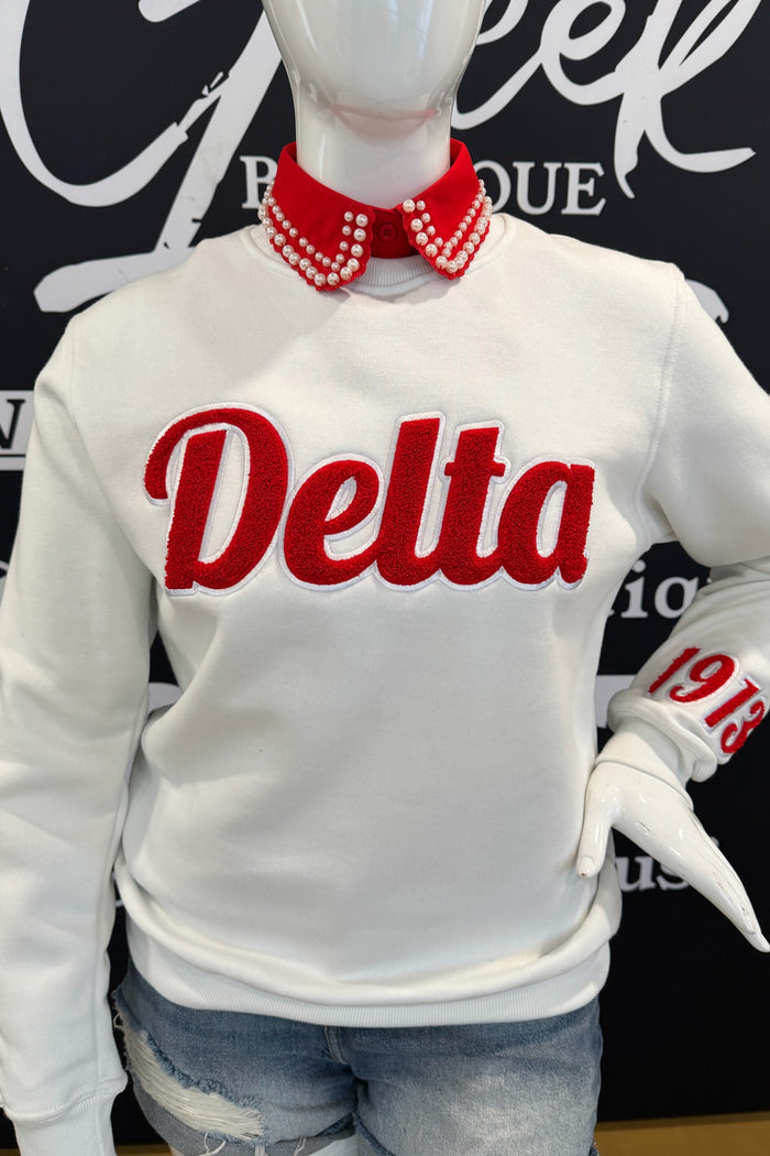 White Delta 1913 Sleeve Sweatshirt