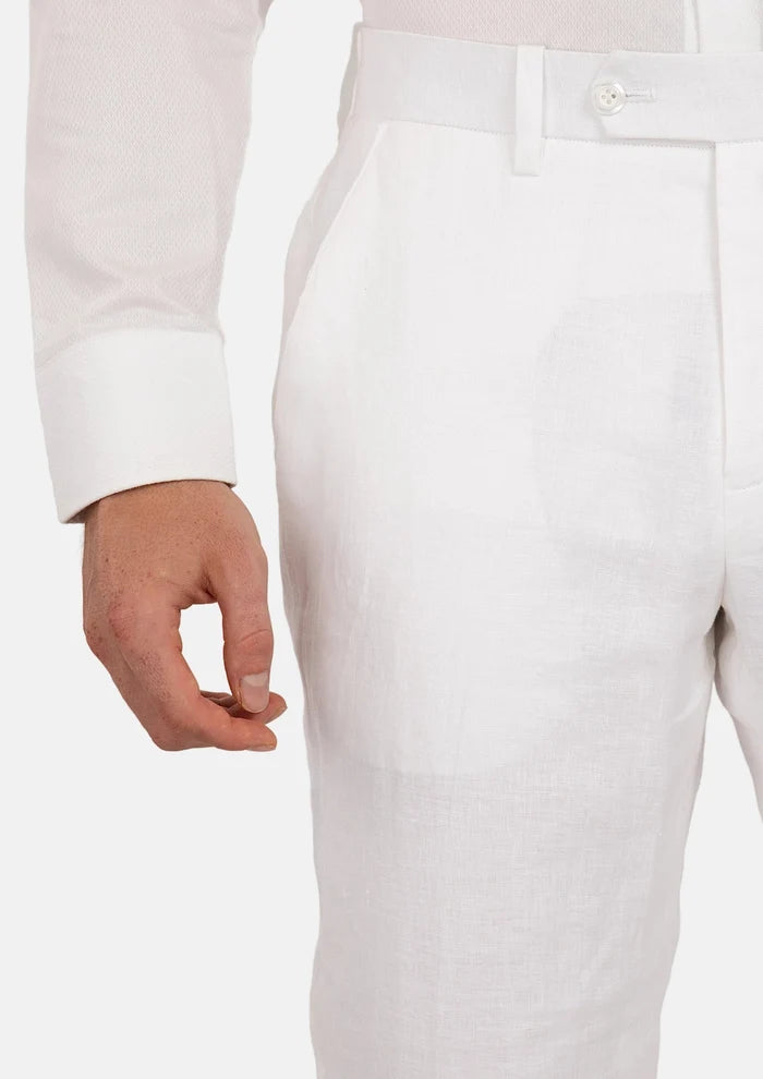 White Linen Pants - SARTORO
