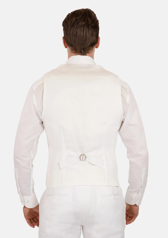 White Linen Vest - SARTORO