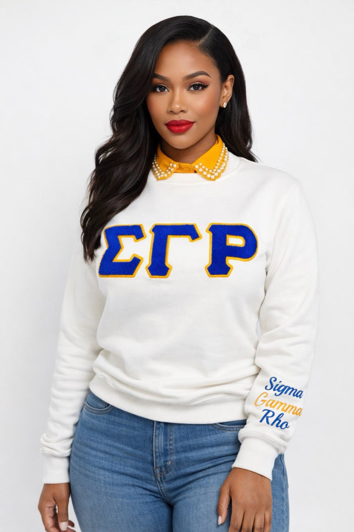 White SGR Greek Letter Sweatshirt