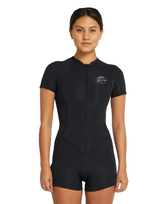 Women's Bahia 2mm Short Sleeve Spring Suit Front Zip - Black