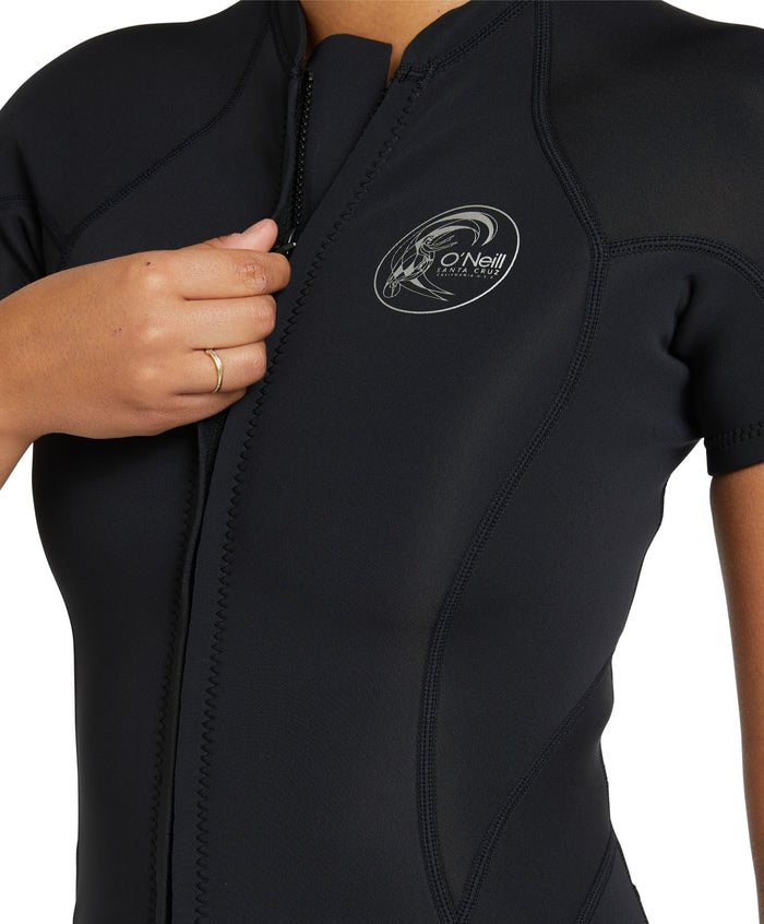 Women's Bahia 2mm Short Sleeve Spring Suit Front Zip - Black