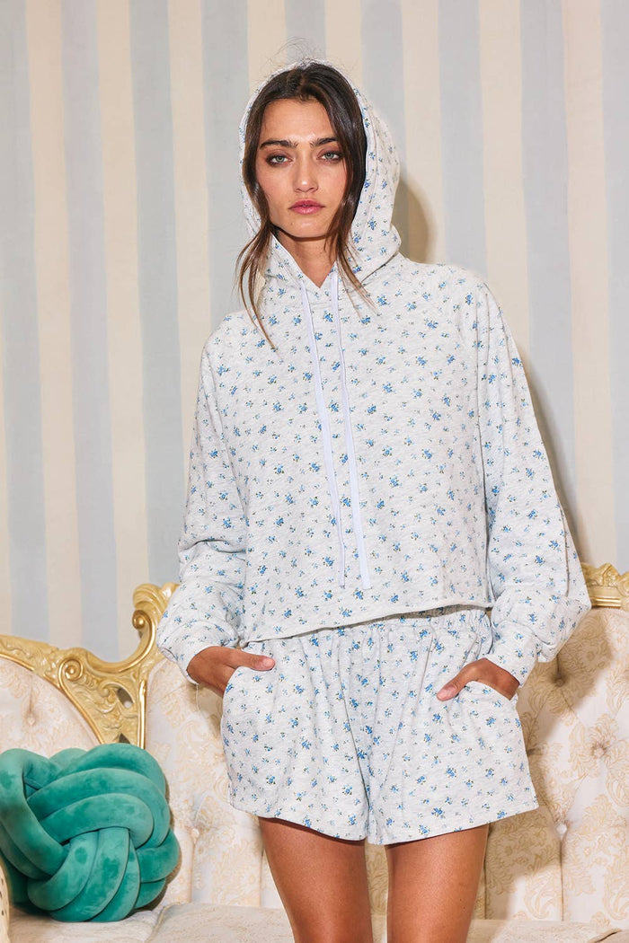 Women’s Floral Print Lounge Crop Hoodie