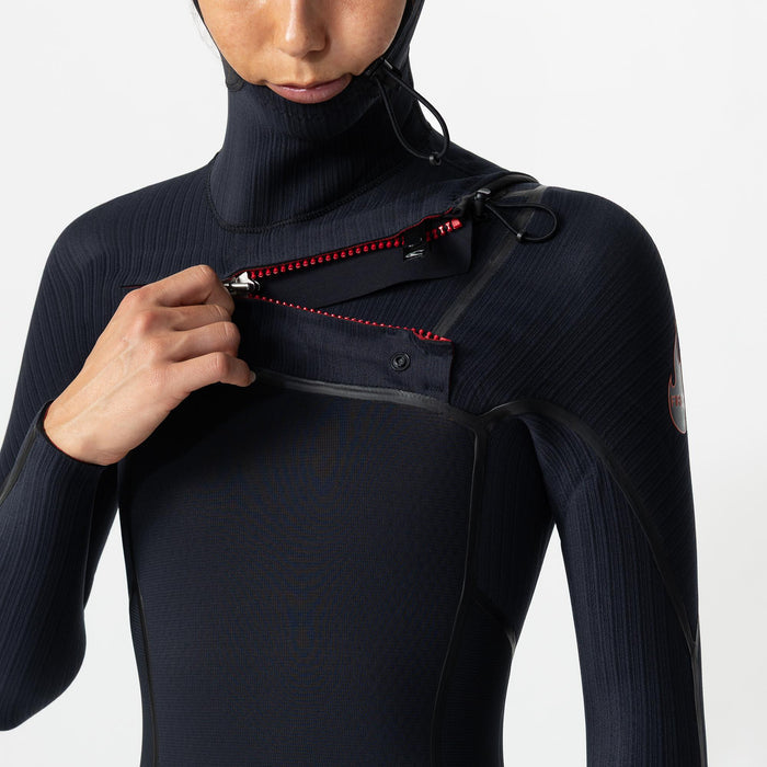 Women's HyperFire X Hooded 5/4mm Steamer Chest Zip - Black