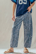 Women's Leopard Print Barrel Leg Jeans