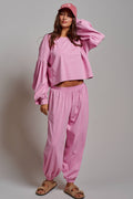 Women's Mineral Wash Cotton Lounge Set - Pink