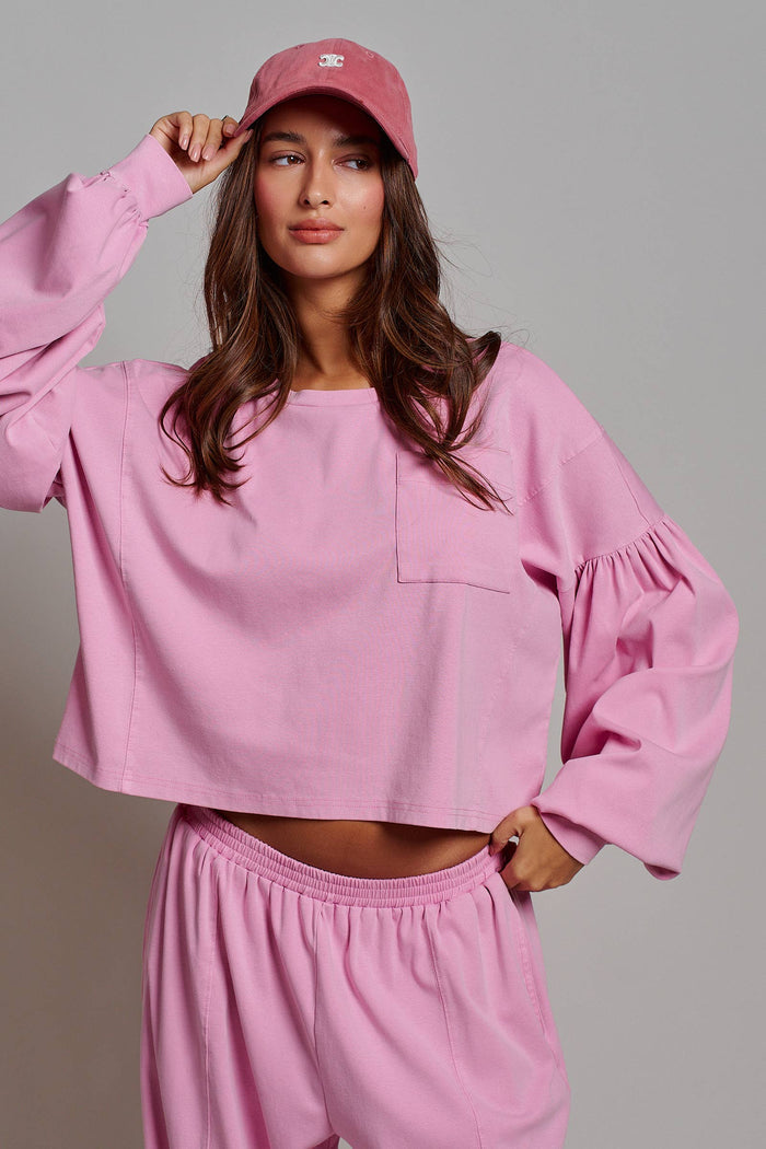 Women's Mineral Wash Cotton Lounge Set - Pink