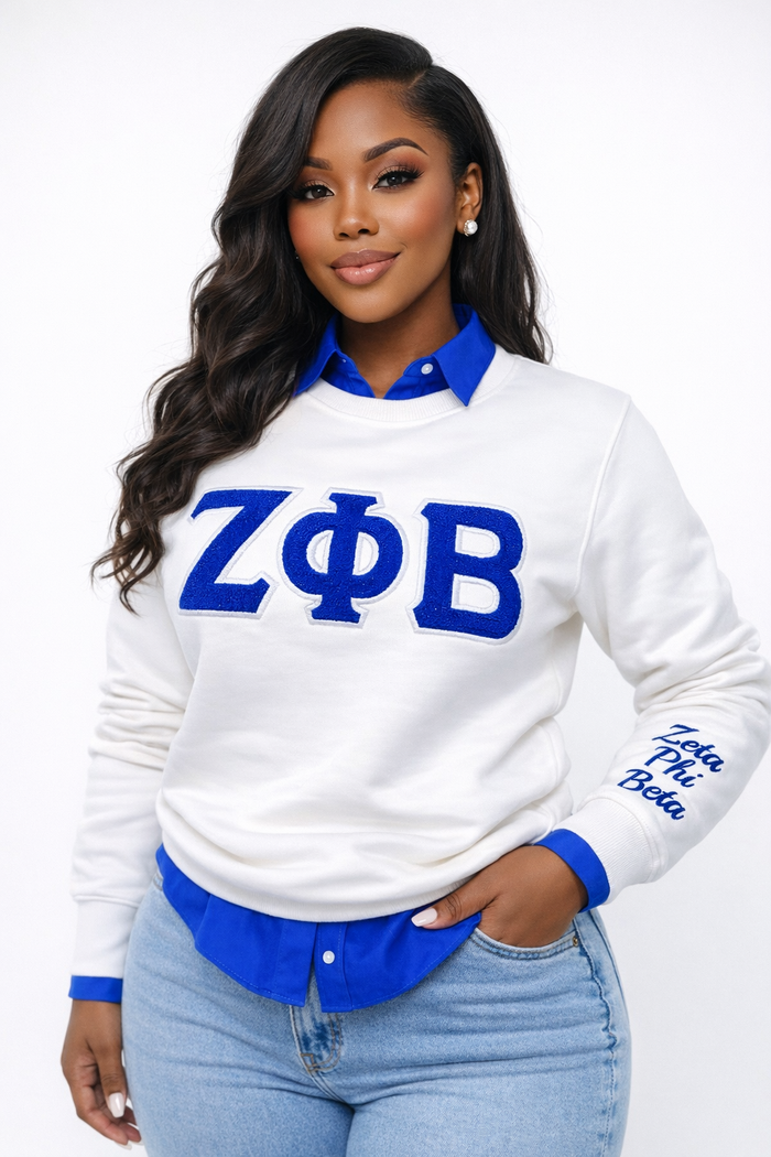 ZPB White Chenille Sweatshirt